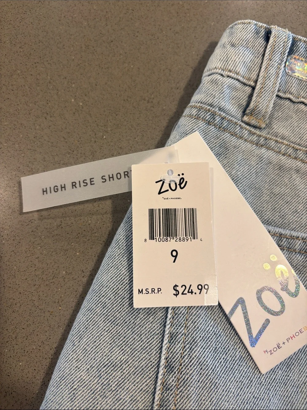 NWT Zoe High-Rise Distressed Denim Shorts - Light Blue